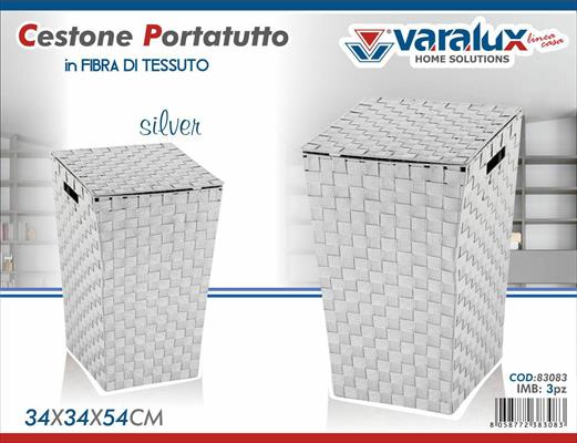 CESTONE FIBRA TESSUTO SILVER