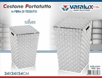 CESTONE FIBRA TESSUTO SILVER