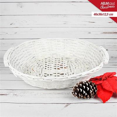 CESTO VIMINI BIANCO GLITTER CM.46x36x12,5